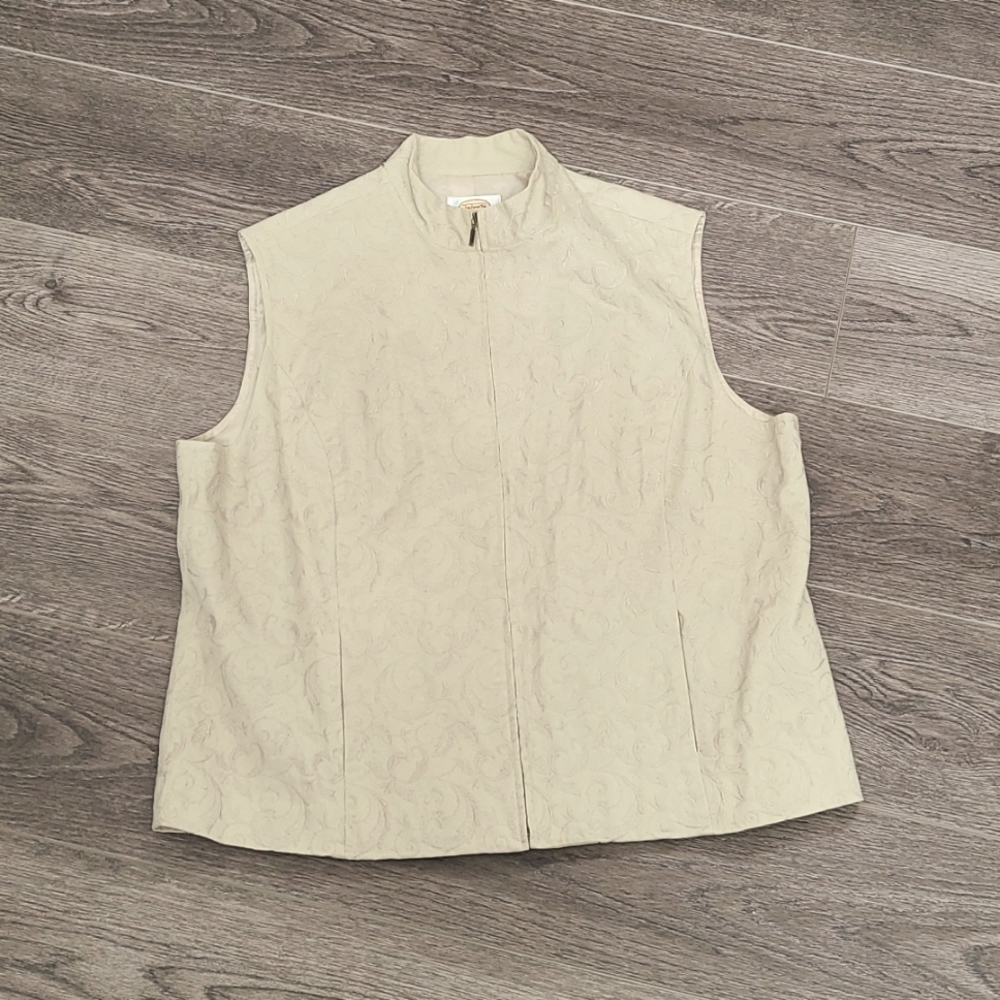 Talbots Tan Embroidered Vest